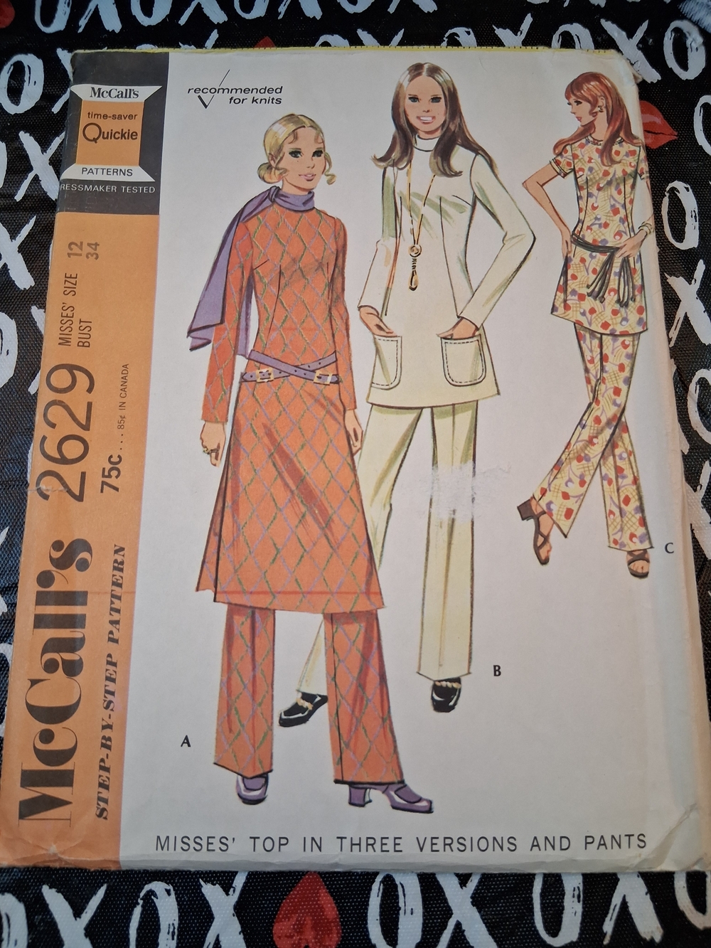 McCall's Vintage-Inspired Knit Tunic and Pants Pattern in Orange and Purple